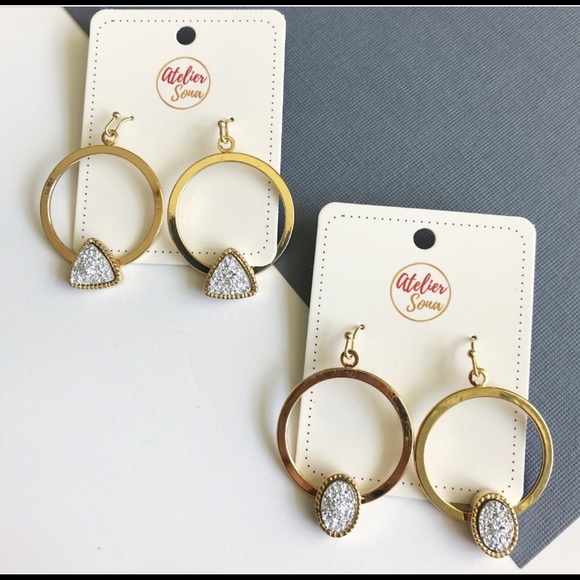 RHINESTONE HOOP EARRINGS 😍❤️. FINAL SALE - Picture 2 of 2